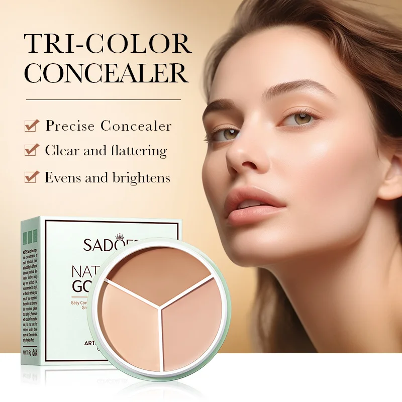 Sadoer 3-color Concealer Palette Full Coverage Dark Circles Acne Pores Cream Face Concealer For Cosmetics