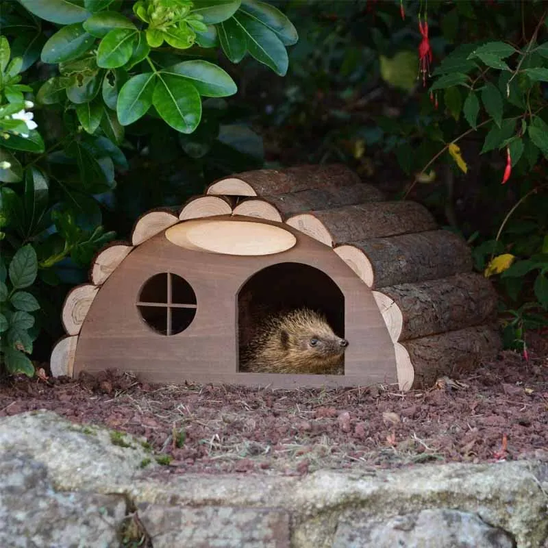 Outdoor Garden Hedgehog Shelter Home Wooden Hedgehog Hibernation House Pet Cage Manufacturer