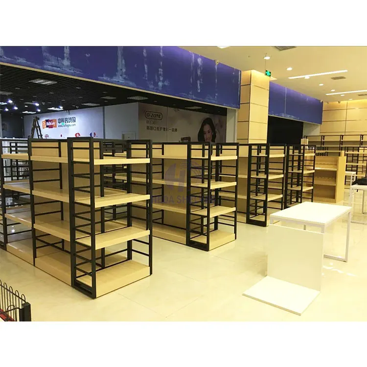 Cosmetics Display Stand Beauty Store Shelf Beauty Products Shelf Wooden Supermarket Gondola Shelving Shelves For Retail Store