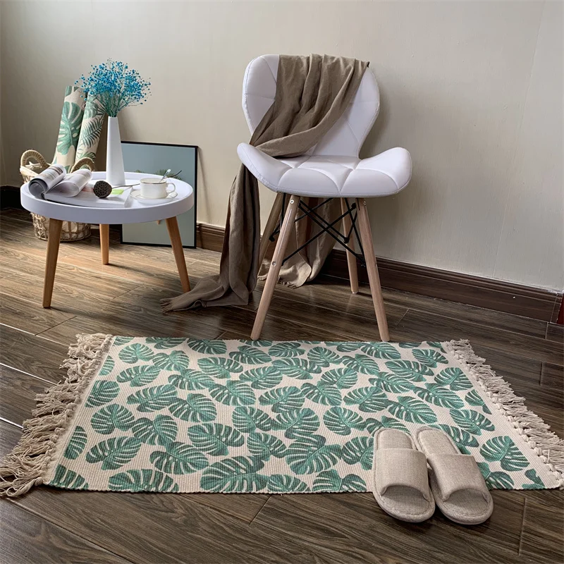 Boho Design Hand Woven Tassel Area Rug Living Room Bedroom Floor Mat Carpet For Home
