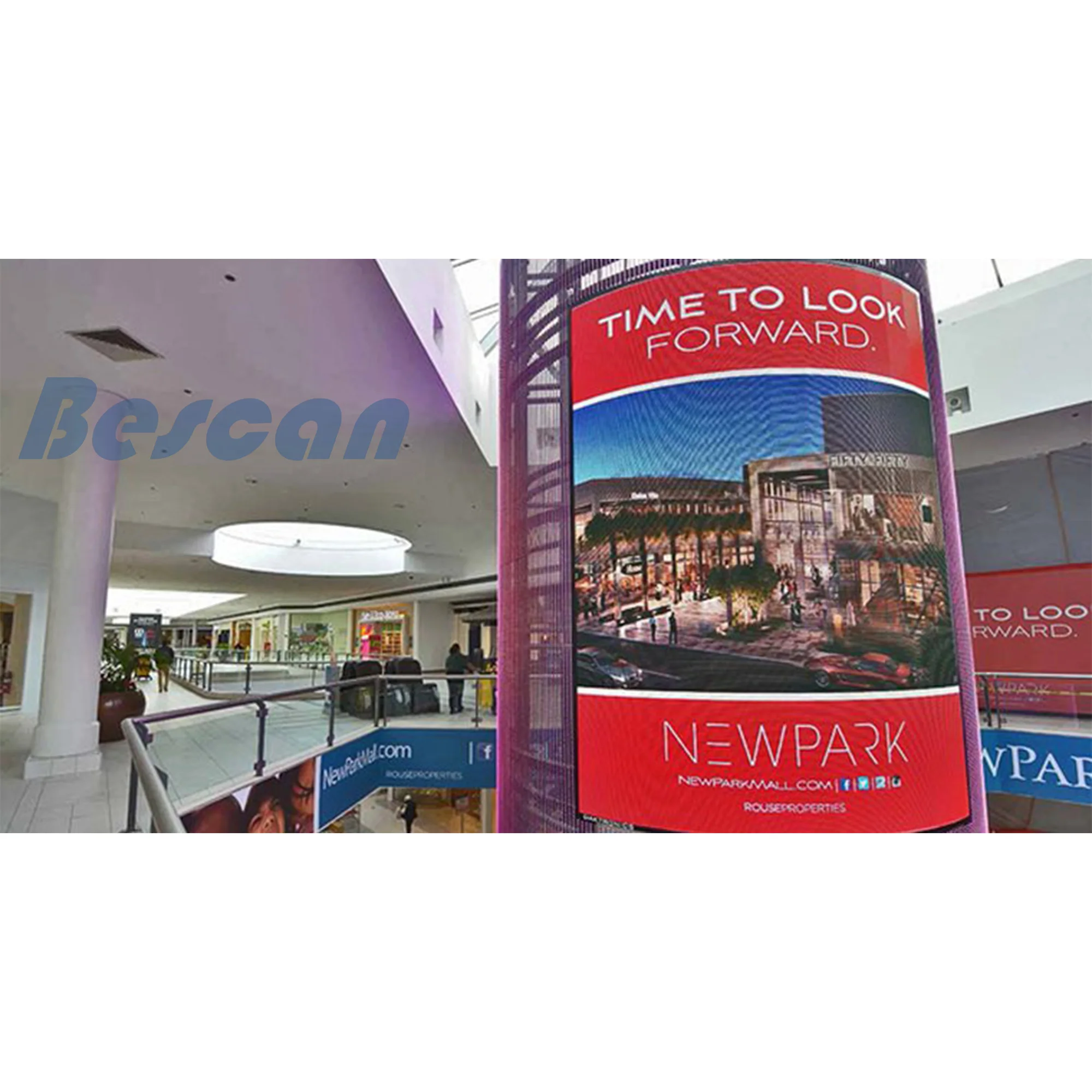 BESCAN display cabinet rental p3.91 curved jumbotron led video screen Curtain digital advertising curved flexible customized