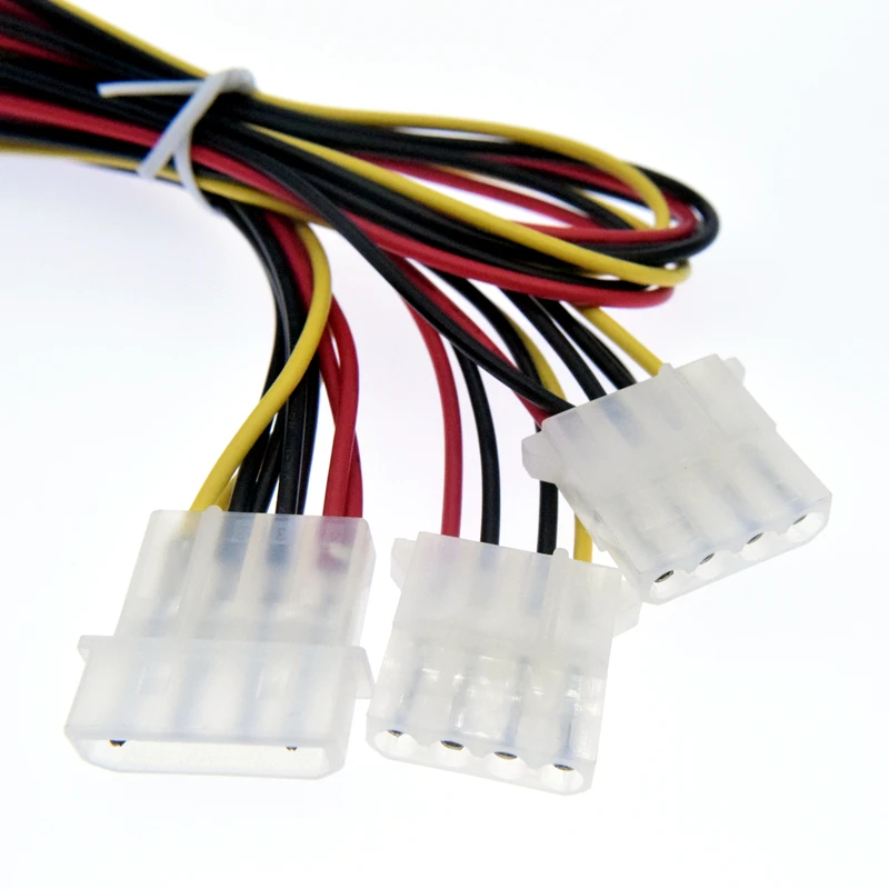 5.08 pitch Big 4pin male to 2 female IDE 1 by 2 Molex male to dual female power cable for cooling fan for PC