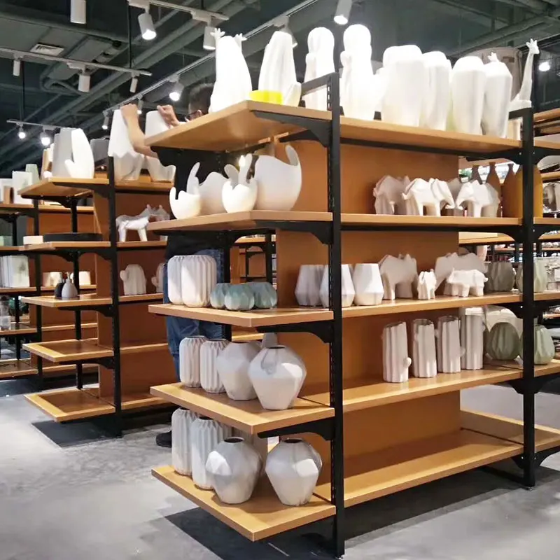 750kg Stainless Steel Display Rack Cheap Store Shelving Wood Shelves for Shops