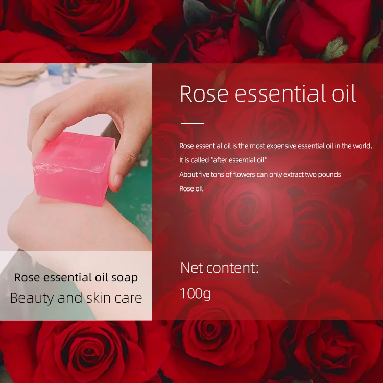 Factory wholesale rose essential oil soap organic natural whitening handmade soap