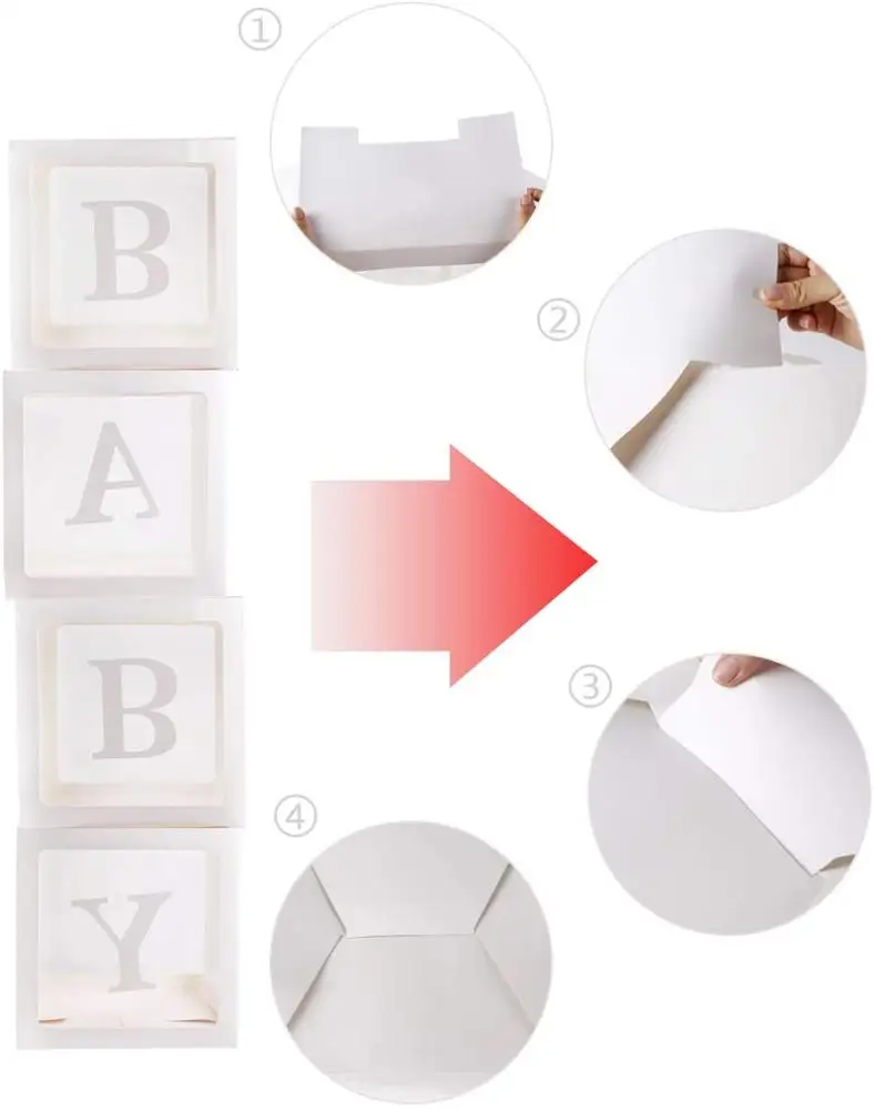 2021 New Product 4 PCS DIY Baby Shower Blocks Transparent Party Decoration Boxes