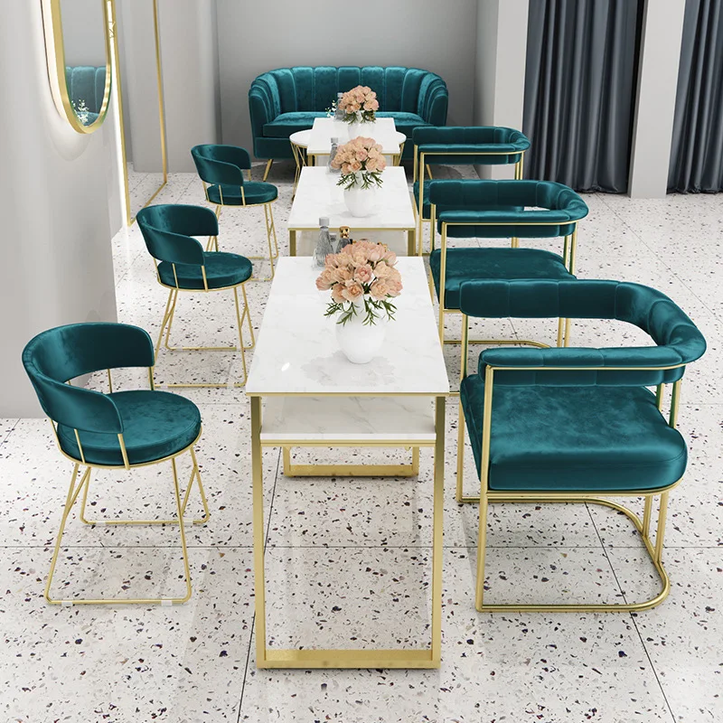 Sweet And Lovely Hot Sale Modern Beauty Salon Nail Bar Furniture  High Gloss Manicure Acrylic Nail Table Set