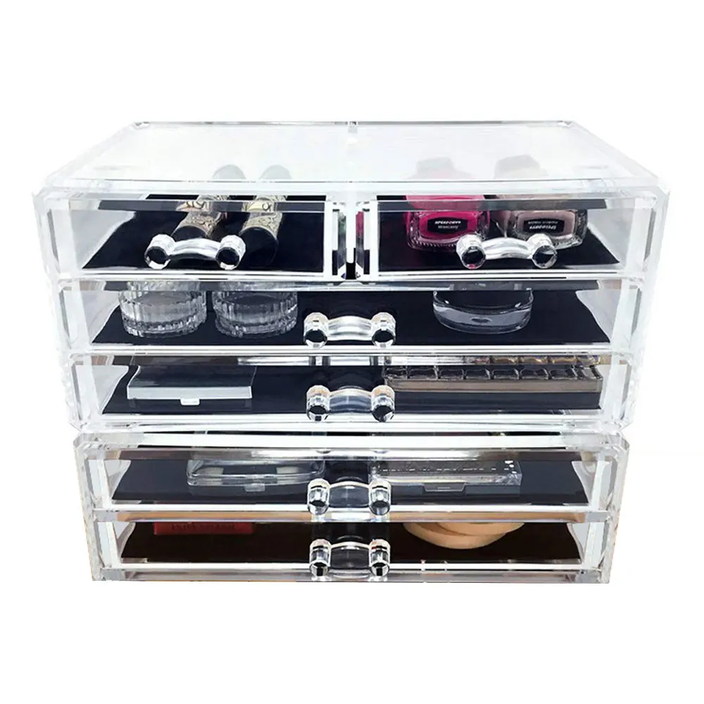 
customize large capacity clear storage box acrylic makeup drawers organizers for sale 