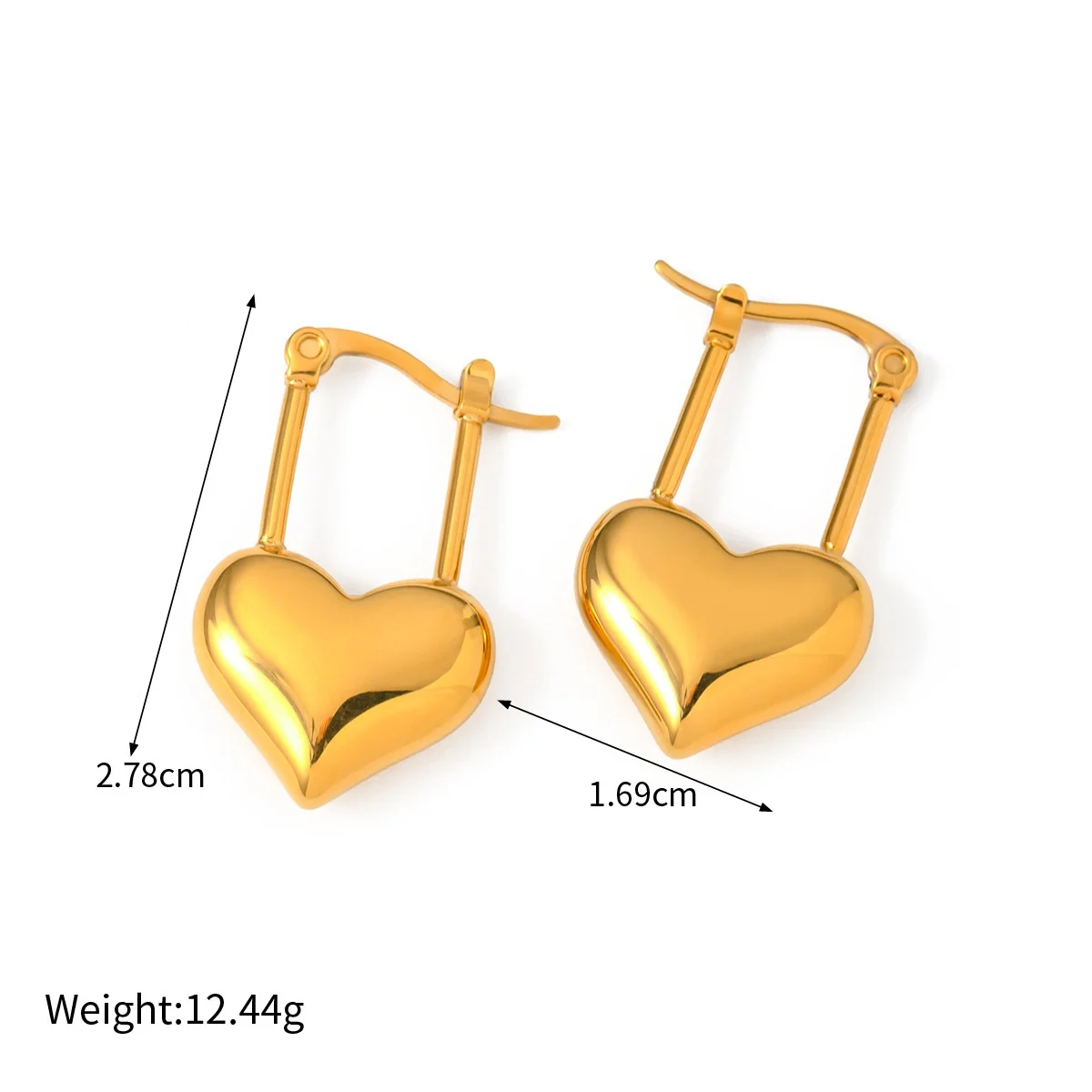 New Trendy 18K PVD Gold Plated Tarnish Free & Waterproof Stainless Steel Earrings Heart Charms Huggies Earrings for Women