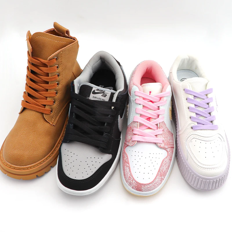 Wholesale shoe laces flat hollow custom printed lace boot sneaker shoe strings laces flat shoelaces for sneakers