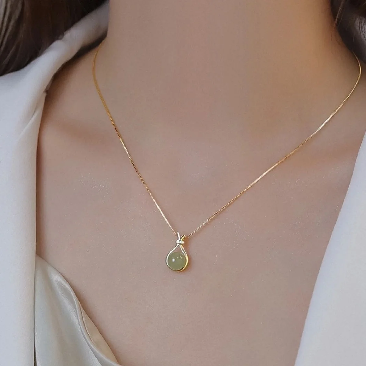 Hot Sale Hotan Jade Blessing Bag Necklace for Women Luxury High grade Jasper Retro Fashion Collar Chain for Women