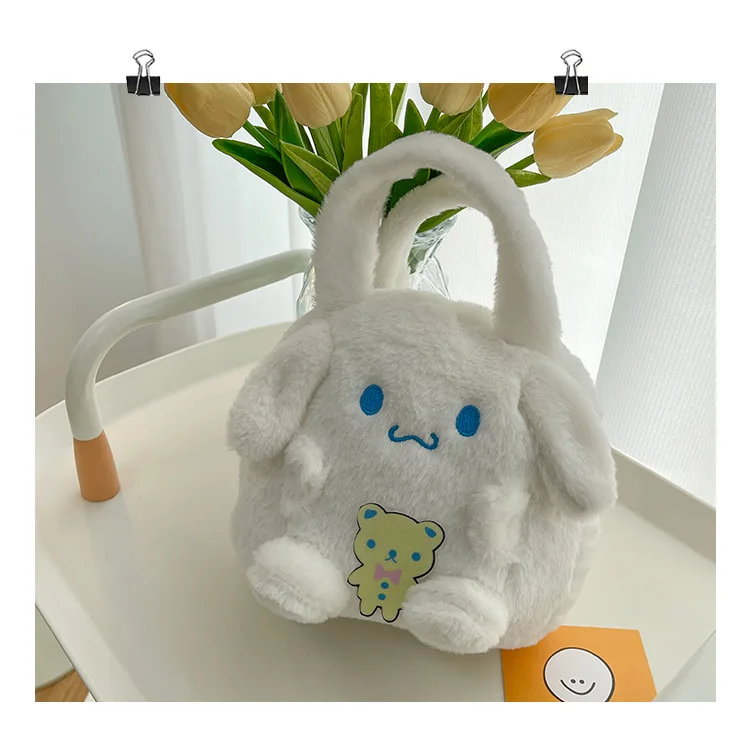 2024 Fashion Cute Plush Sanrio Toy Handbags PP Cotton Soft Fur As Girls Gift Kids Hand Bags