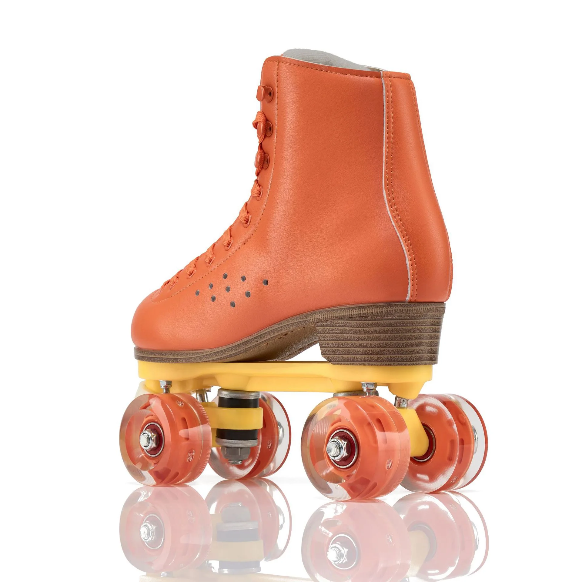 Professional 4 PU Wheels Adult Woman Rental Boot Quad Roller Skates Made of Microfiber Leather
