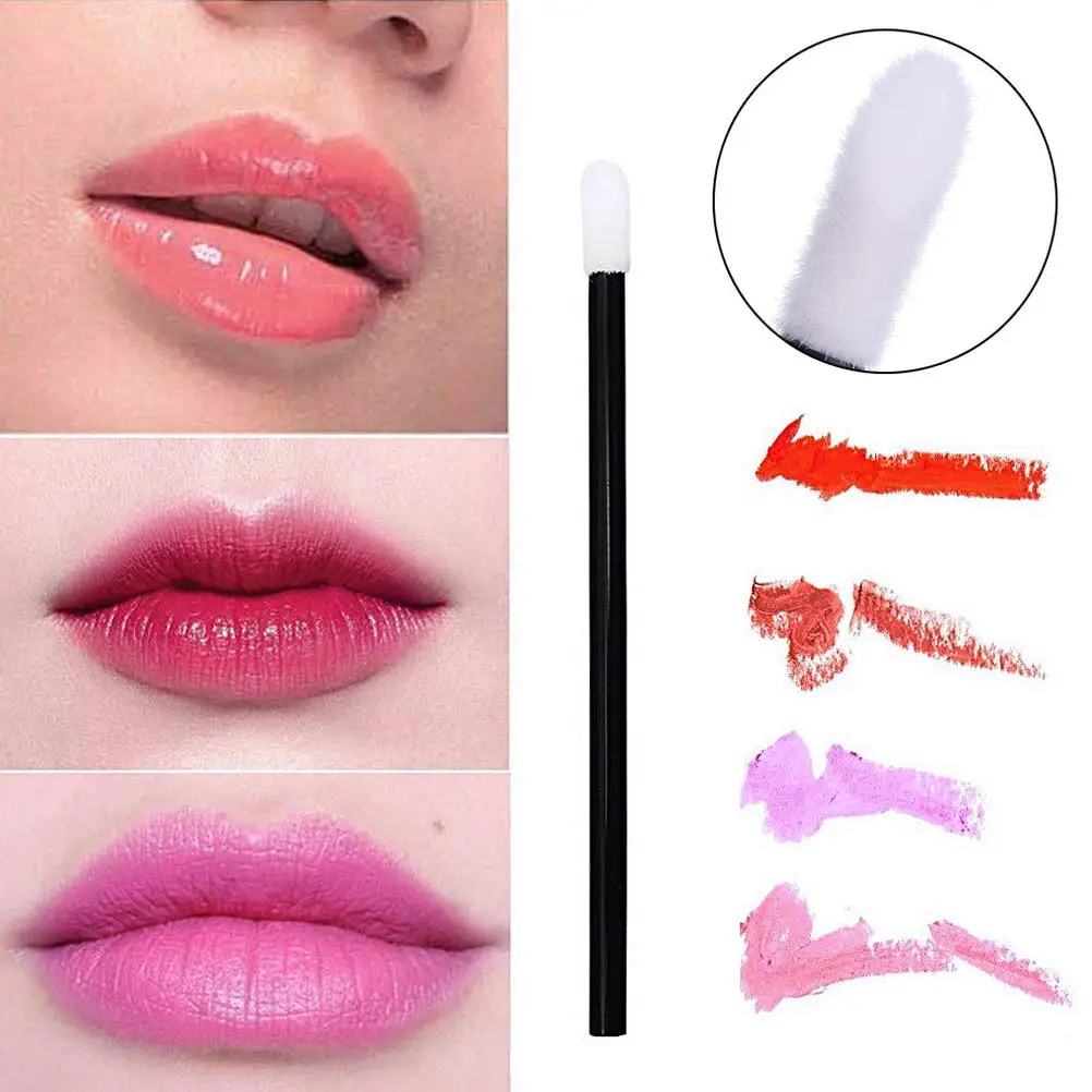 Beiqili 50pcs/bag Disposable Lip Brush,Flocking Lip Gloss Applicators for Lipstick Wands Makeup Tools Pintalabios Maquillaje