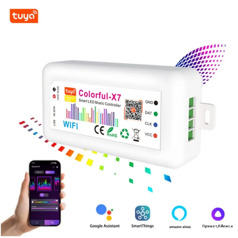 Tuya Smart WiFi Zigbee BT красочный X7 светодиодный музыкальный контроллер SP107E матрица 1024 пикселей Светодиодная панель музыкального спектра