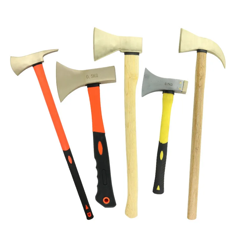 Non Sparking Fire axe with wooden handle used in flammable and explosive places