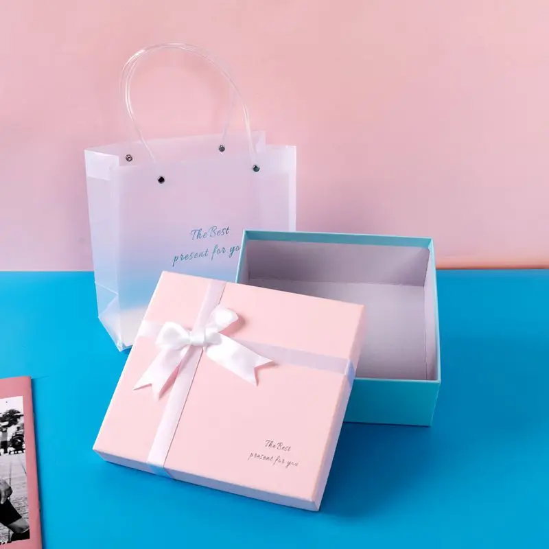 New custom large-size custom cardboard gift box Ribbon bow color box rectangular cover box