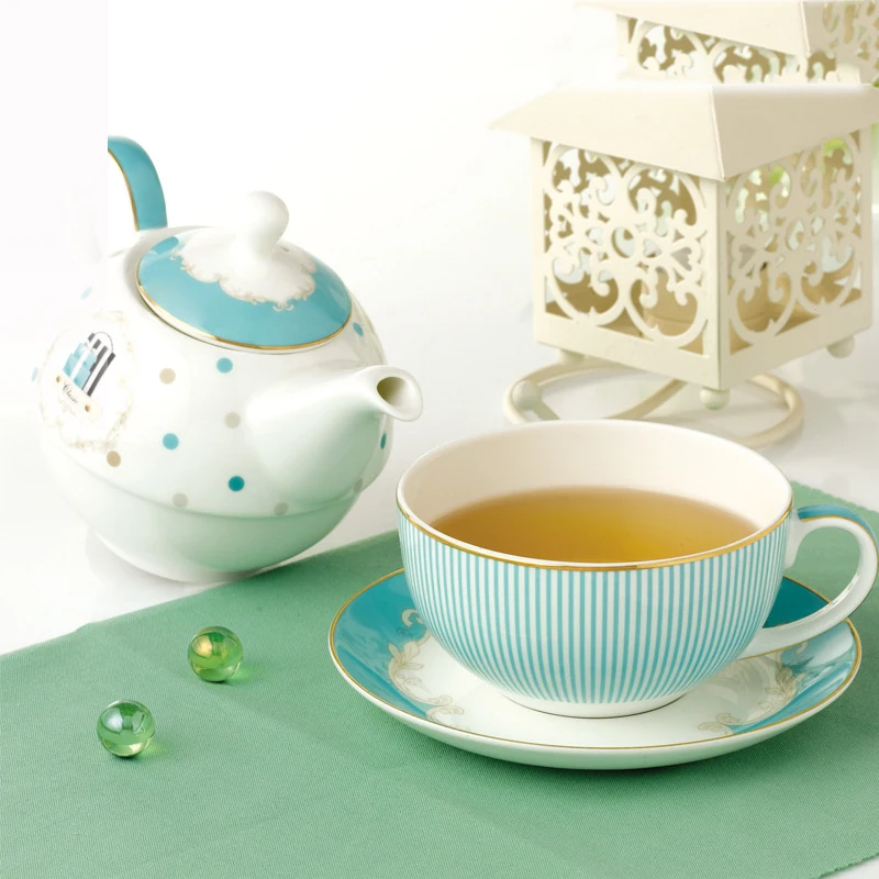 Custom Ceramic Tea for One Set Bone China Teapot with Decal Gold Rim