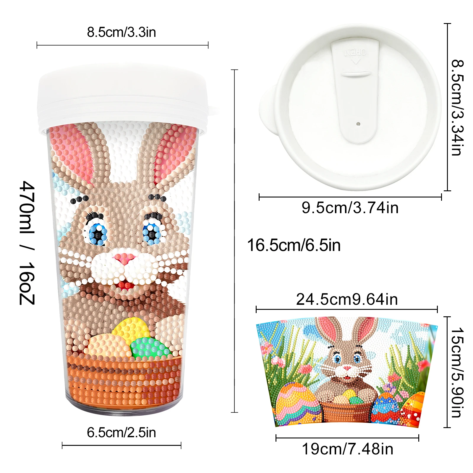 Customized Diamond Painting Plastic Water Cup Handmade Mosaic Embroidery Diamond Painting Coffee Cup Painting by Number DIY Gift