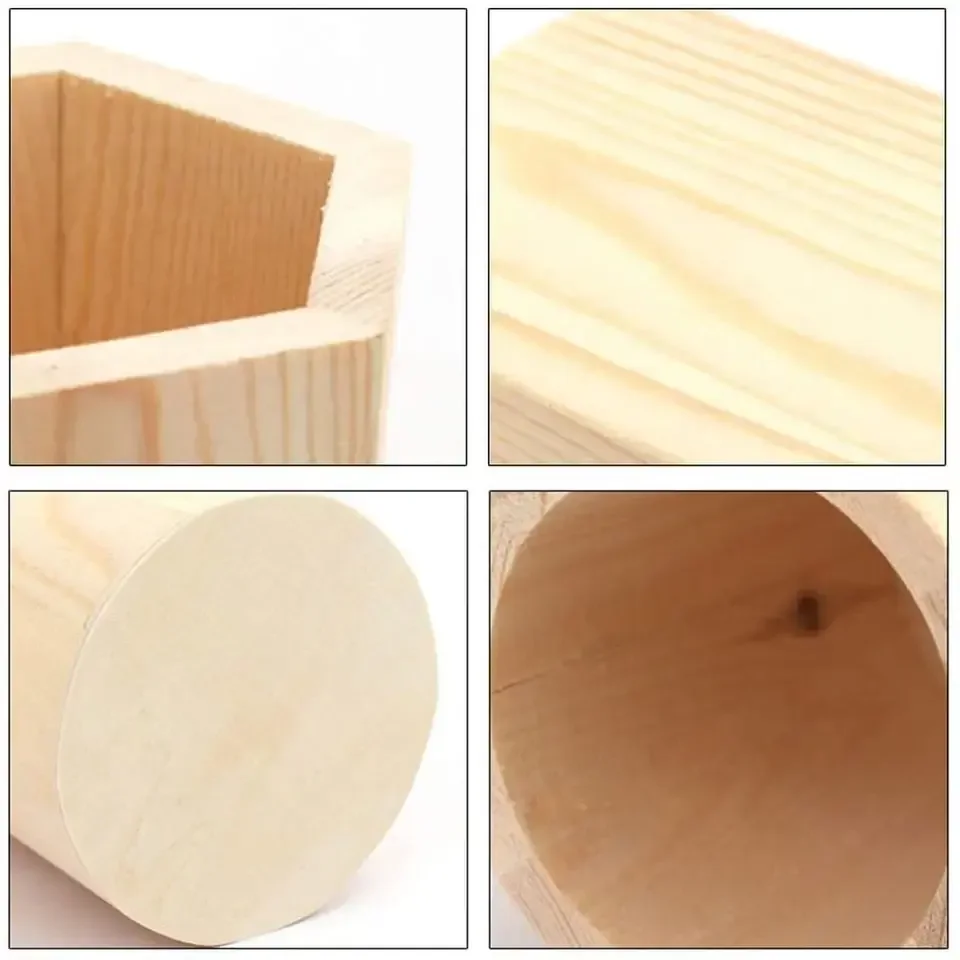 Custom Home Office Desk Tidy Organizer Countertop Stationery Storage Box Wooden Pencil Pen Holder Stand