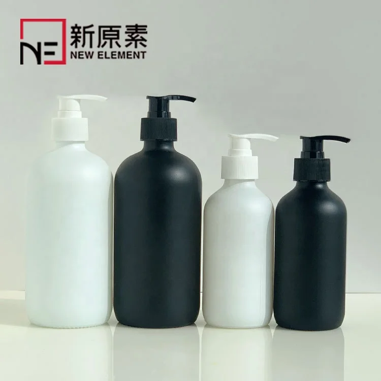 boston round 250ml 500ml shampoo shower gel cream packaging frosted white matte black glass foam pump bottle