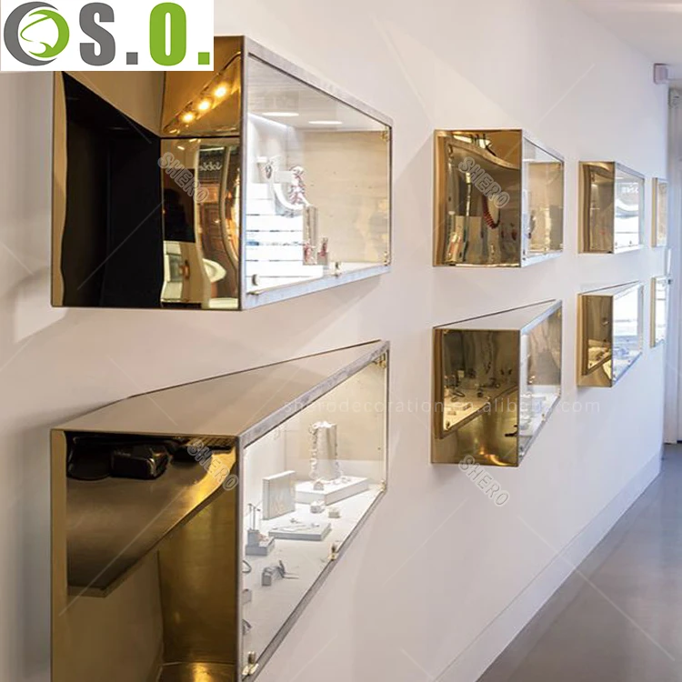 ODM jewelry display showcase with mirror cabinet for shop
