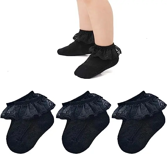 Hot Sale Newborn/Infant/Toddler/Little Cute Girls Baby-Girls Custom Comfortable Eyelet Frilly Double Lace Dress Socks
