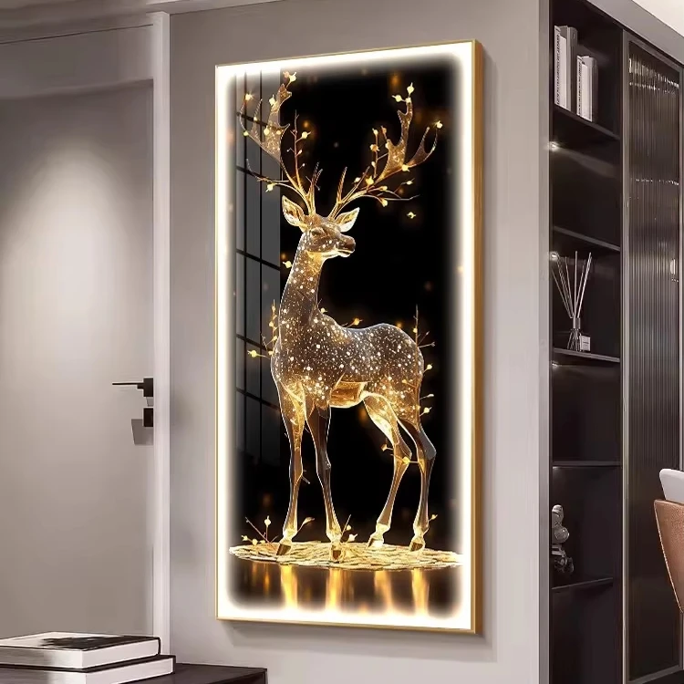 2024 Newest LED 5d Diamond crystal Porcelain painting Modern Luxury Animal wall art painting for home wall decor