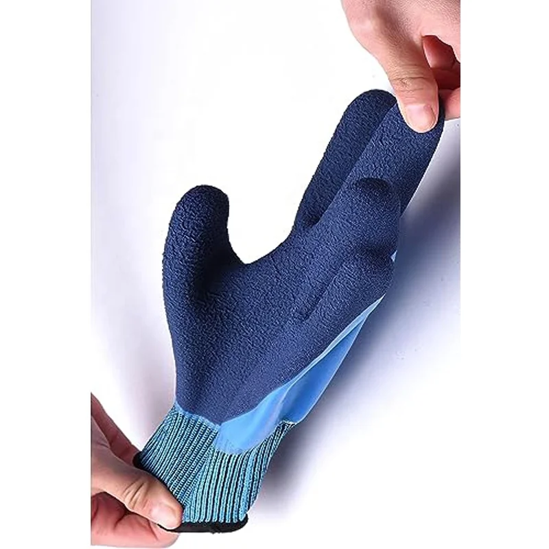 Waterproof Work Gloves Luvas Guantes, 15 Gauge Latex smooth Latex micro foam double coated GRS Gloves