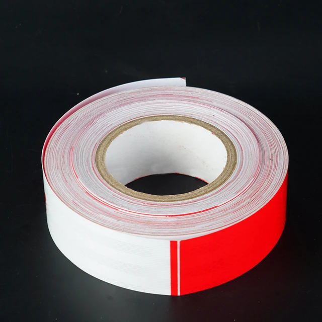 Reflective Adhesive Tape 5cm*45m Bicolor Sticker Waterproof Traffic Signs Diamond Prismatic Red And White
