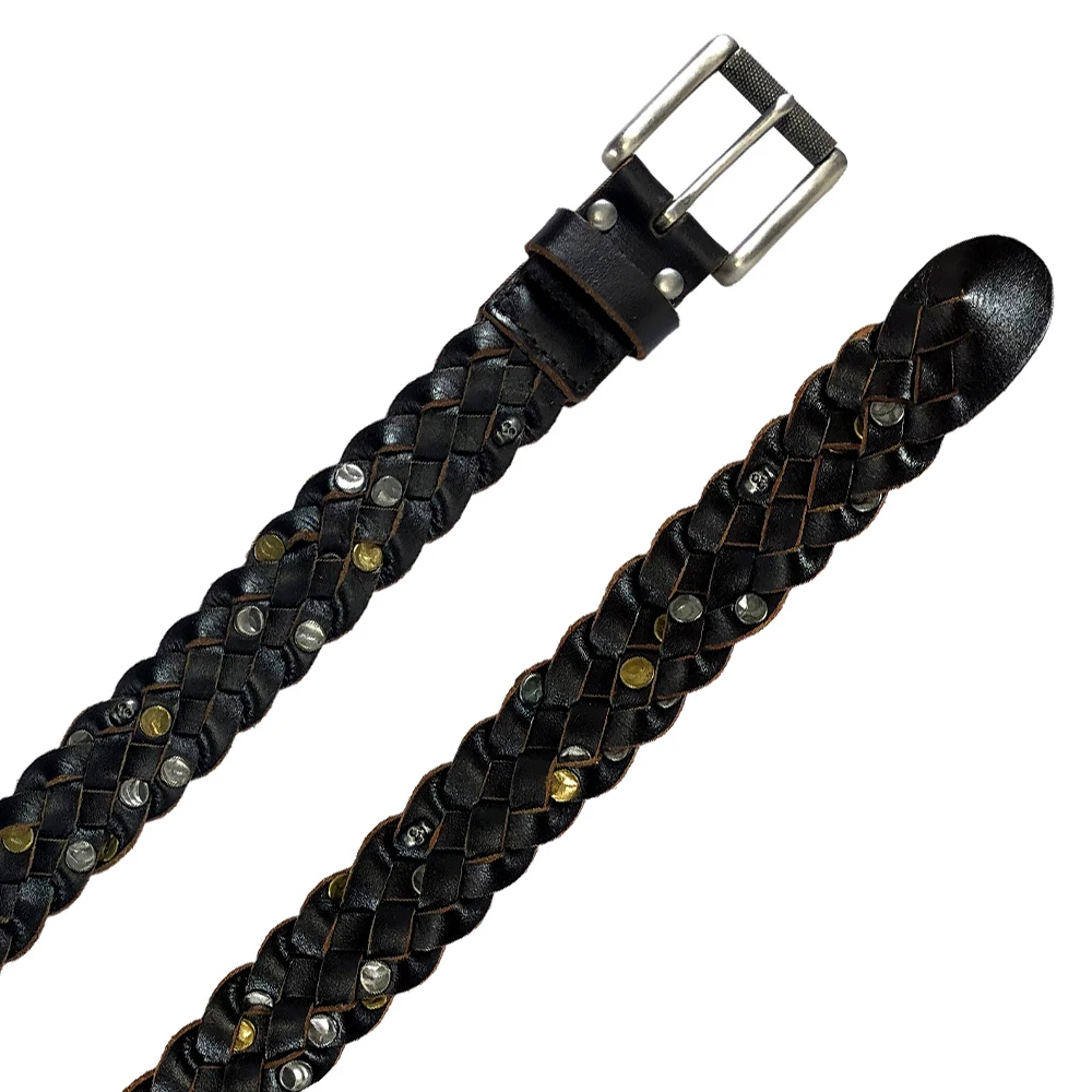 Genuine Leather Vintage Metal Skull Punk Men Belt Jeans  White Belt Stud Cowboy Strap Cinturon Ceinture Homme Riem Belts