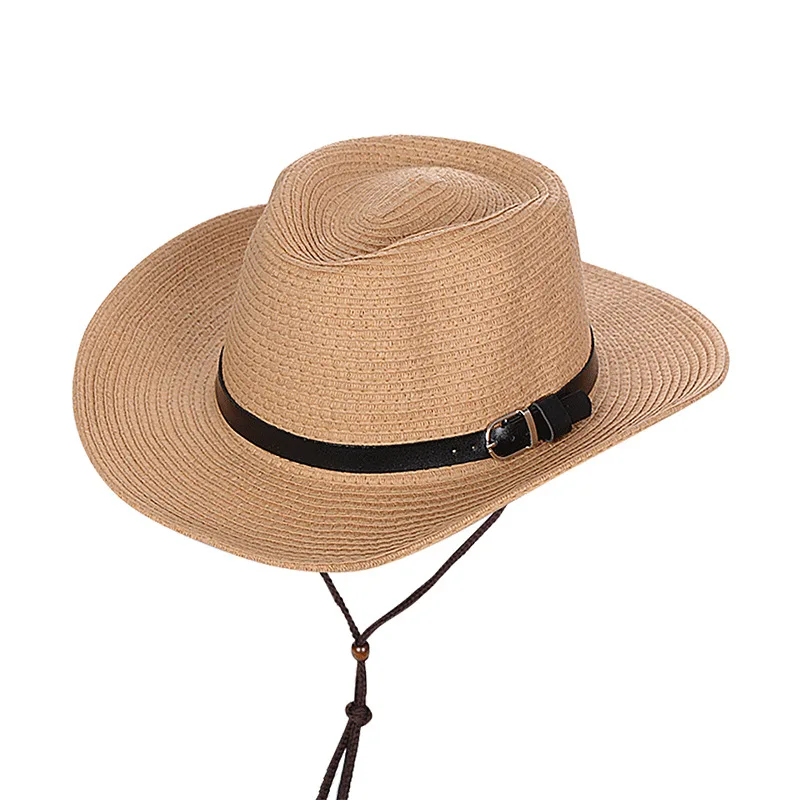 
Factory customization summer breathable hemming foldable cowboy hat Big Brim Straw Hat outdoor sun hat 