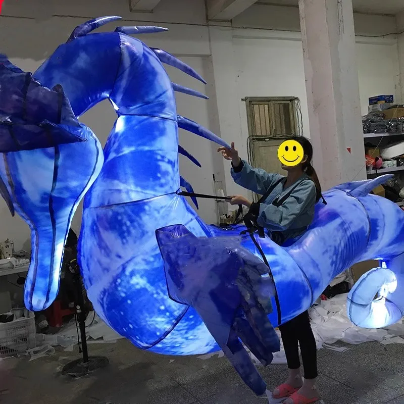 Hot Sale Giant Inflatable Seahorse Walking Suits,Led Lighted Inflatable Sea Horse Costume For Advertising