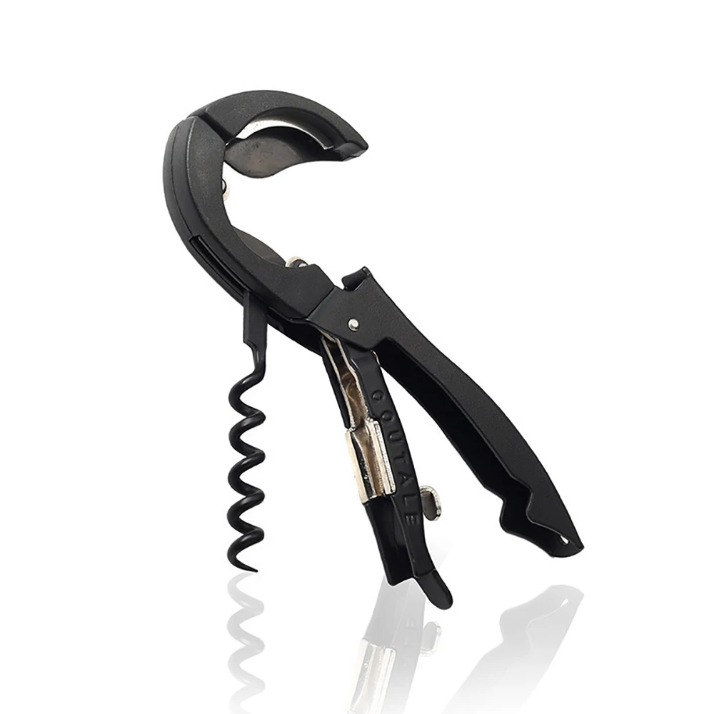 Wholesale multi-function black wine bottle opener custom printing logo premium bartender red wine bottle opener