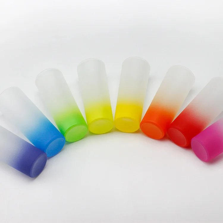sublimation blanks customize 3oz gradient color bottom frosted transparent shot glasses