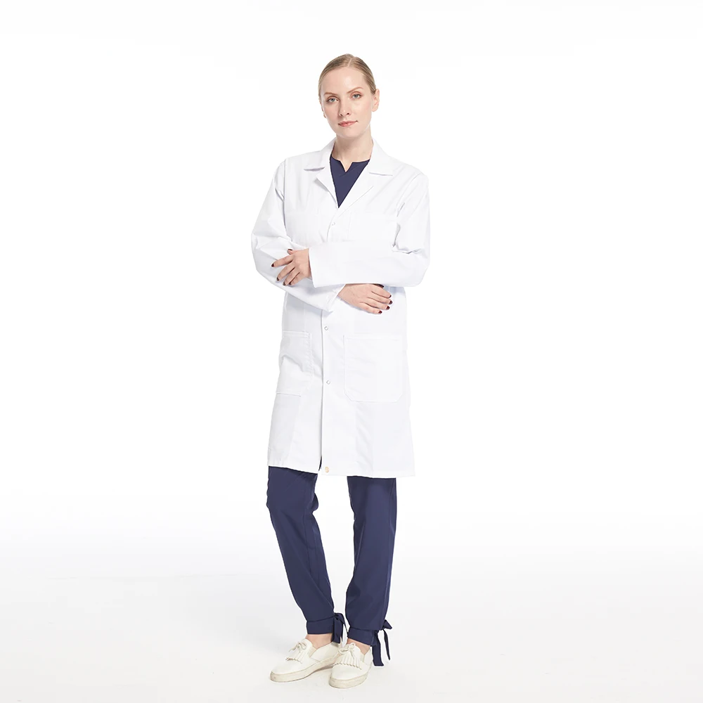 Custom White Lab Coat Doctor Medical Work Robe Long Gowns Uniform Hospital Pharmacy Clinic Staff Wear Workwear