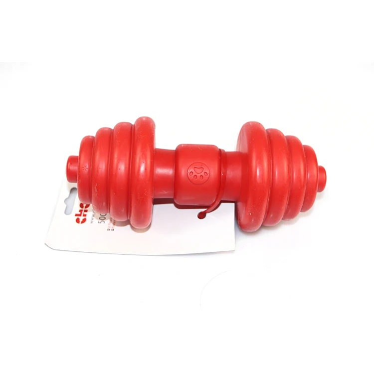 Factory wholesale customization Pet Red TPR Dumbbell Shape Floating Durable Dog Chew Toys