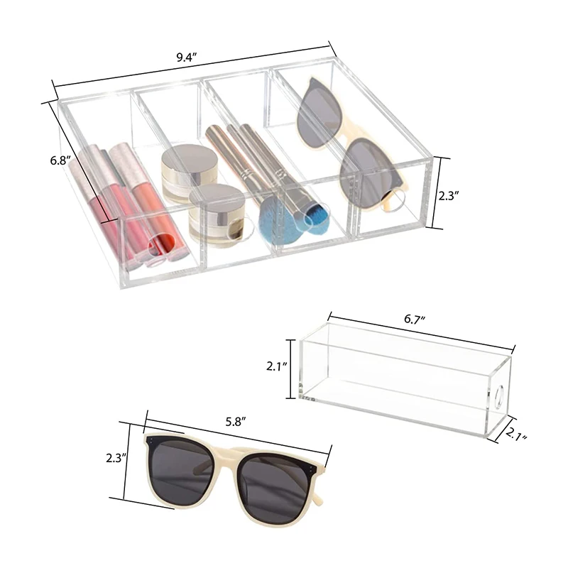 wholesale acrylic cosmetics display rack,clear sunglasses storage case, watch storage box,Two ways to use