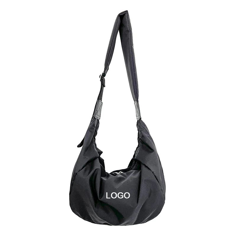 New style fashion solid nylon women underarm bag simple design polyester tote bag with adjustable belt