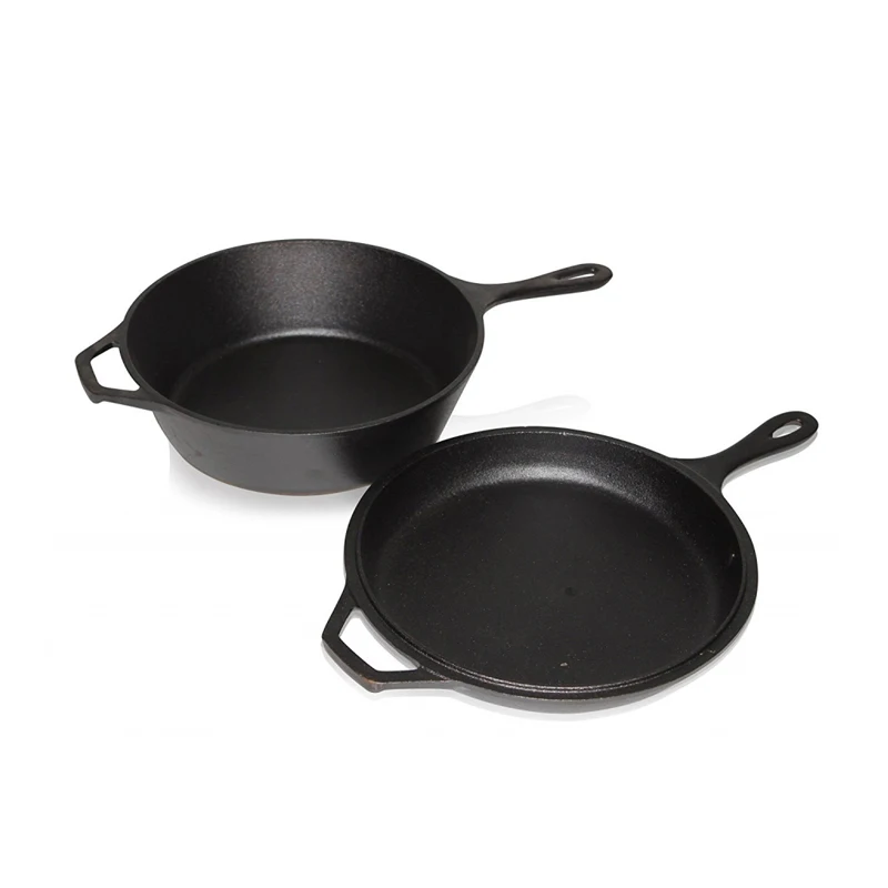 Pre Seasoned Cast Iron 2 in 1 Combo Cooker with Skillet Lid for Camping Outdoor Cooking Dutch Oven