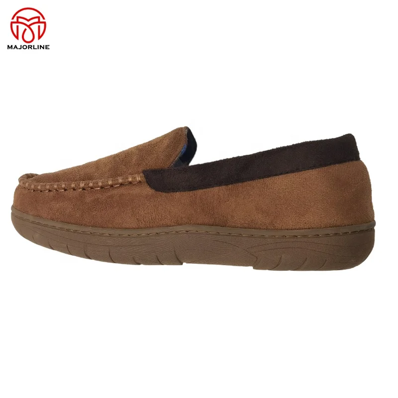 OEM factory customized indoor Slippers for Men Flat Moccasins Loafer home Shoes TPR outsole winter warm bedroom slippers  women