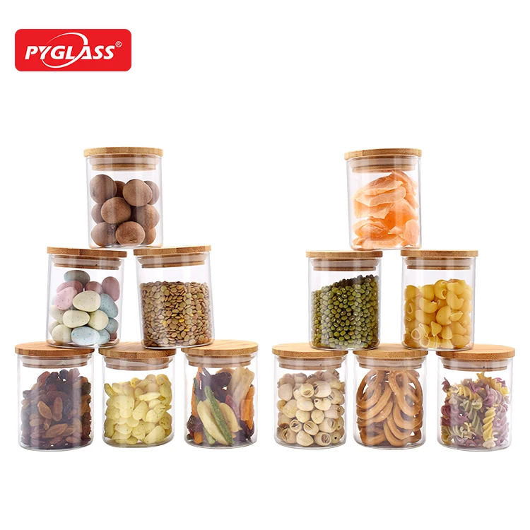 12 Set Glass Spice Jars with Bamboo Airtight Lids and Labels, Food Cereal Storage Spice Containers for Home Kitchen