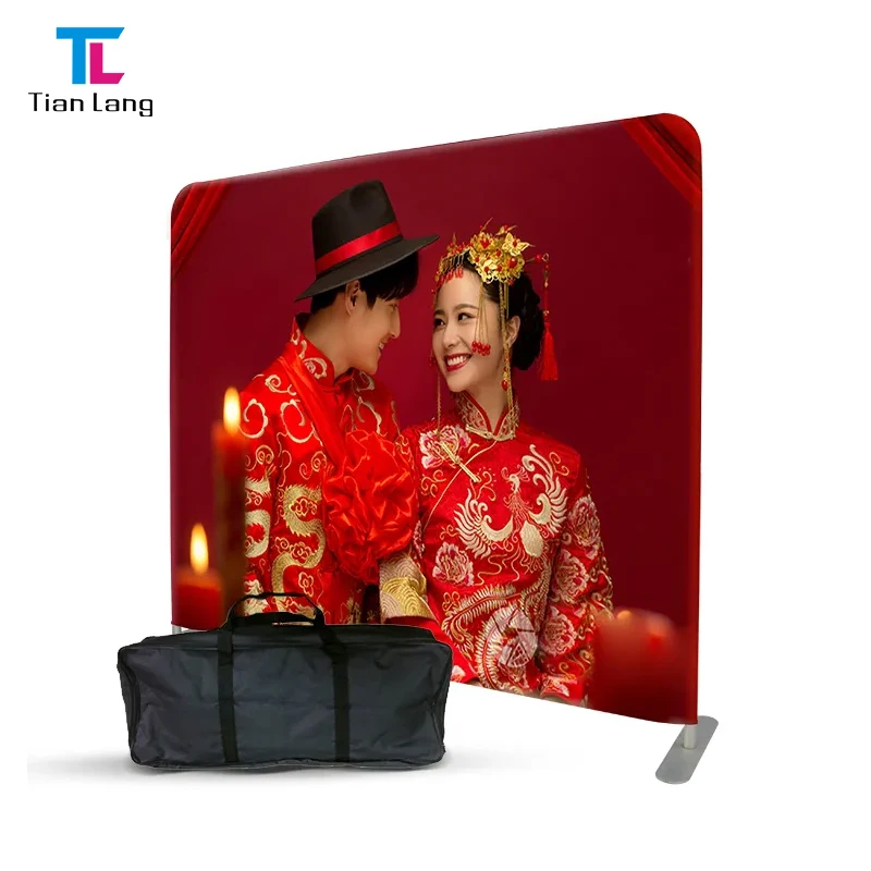 TianLang Custom StandPortable Green Screen Chroma Key Tension Fabric Booth Backdrop for Photography Studio