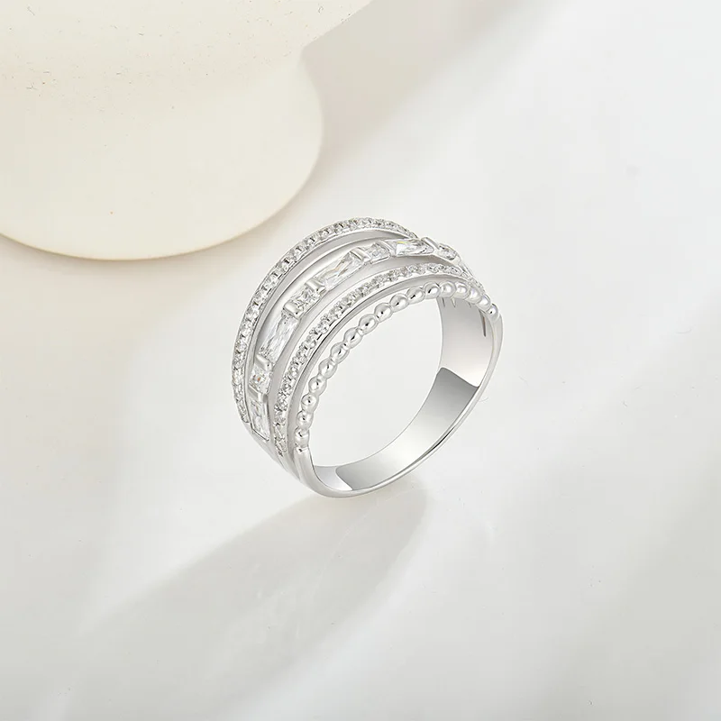 NEW Customized Fashion Jewelry Bijoux White Gold Plating 925 Sterling Silver Stackable Joyeria women mens rings