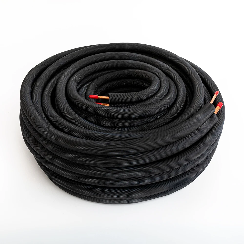 20m 30m Black PE Fire Rated Insulated Copper Pipe Pair Coil for Air Conditioning