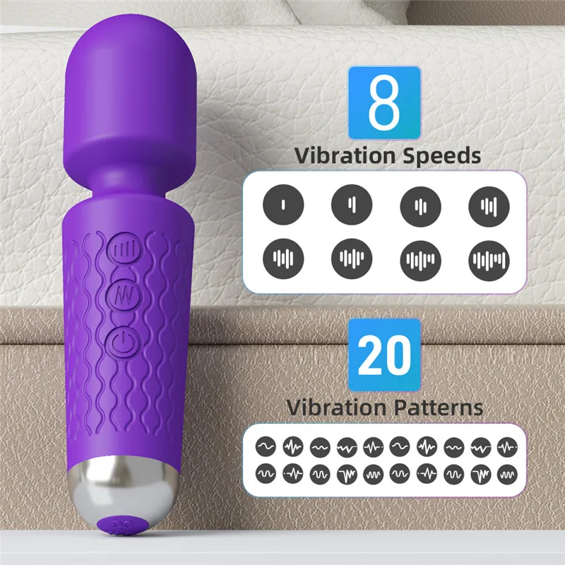 20 Modes 8 Vibration G Spot Clit Stimulation Masturbating Stick Portable Sex Toys Body Personal Av Wand Massager Mini Vibrator