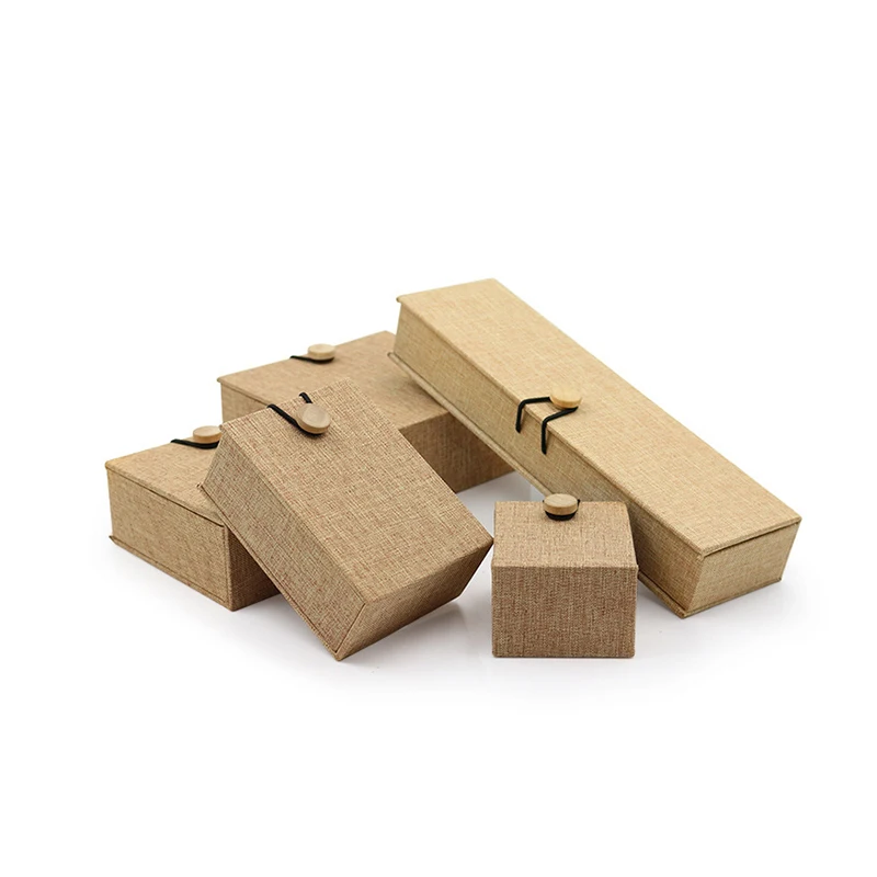 Wholesale High Quality Eco-Friendly Custom Linen Wood Jewelry Necklace Box With Logo