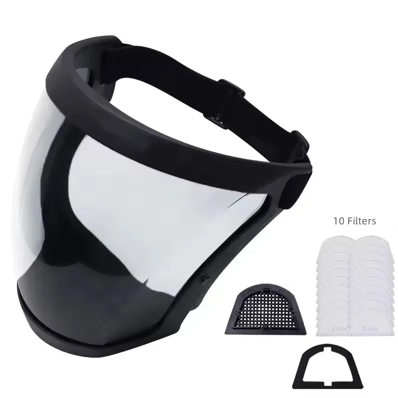 Anti-fog Full PC Face Shield Super Protective Head Cover Transparent Safety Face shields with filters for riding outdoor welding