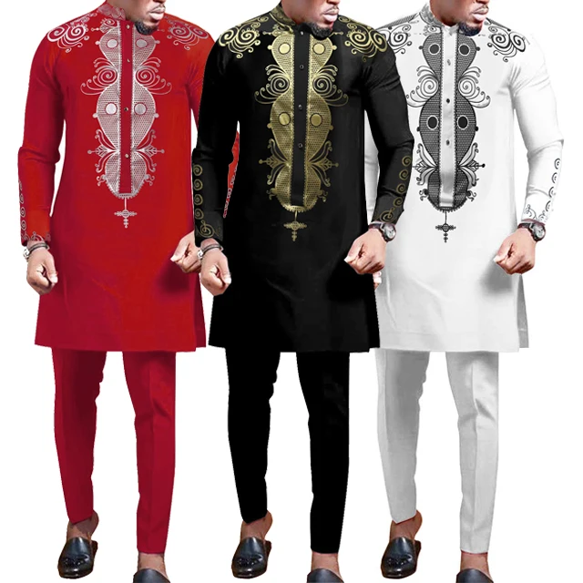 2 Pieces Set Traditional Africa Men Clothing African Men Clothes Cheap Long Sleeve four seasons Polyester