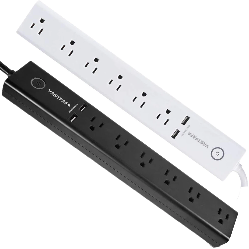 15A USA  flat plug bar ethernet network lan rj45 6-8 outlets tv guard Tower usb smart socket power strip surge protector
