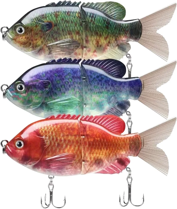12cm Plastic ABS Silk Tail 2 Sections Sunfish Simulation Multi-Section Bait S-Shaped Flexible Underwater Swimming River Lake